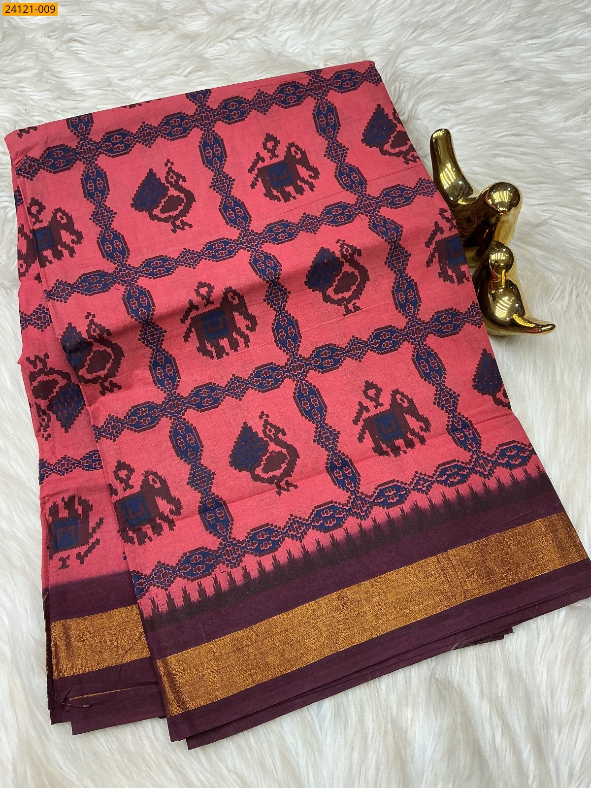 Pink Sungudi Cotton Printed Saree