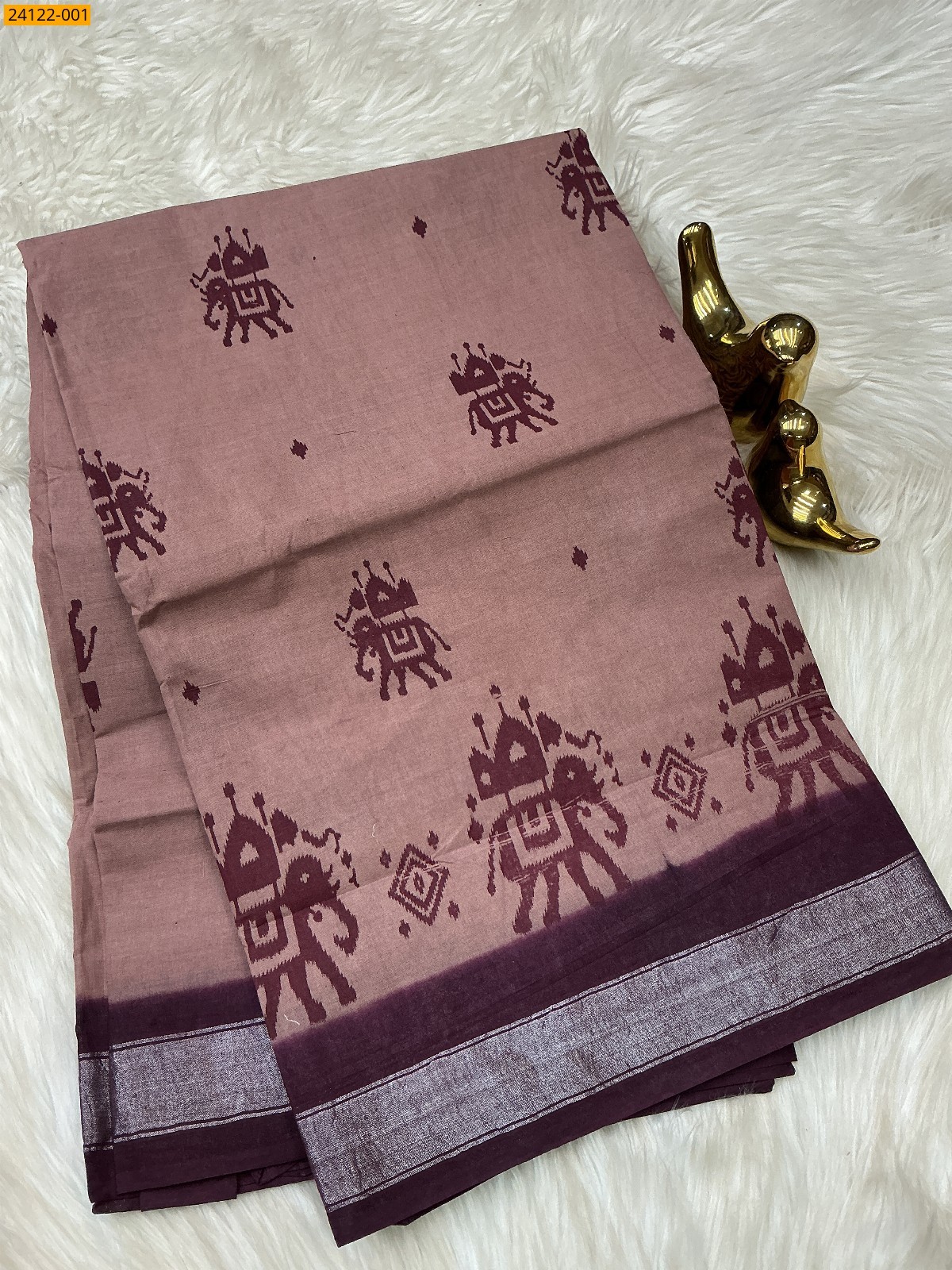Onion Pink Sungudi cotton printed sarees