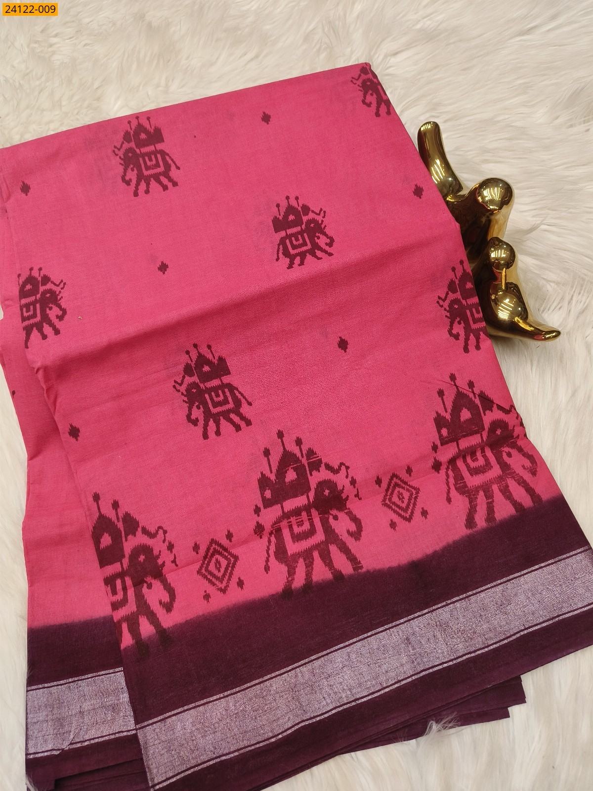 Rose Sungudi cotton printed sarees