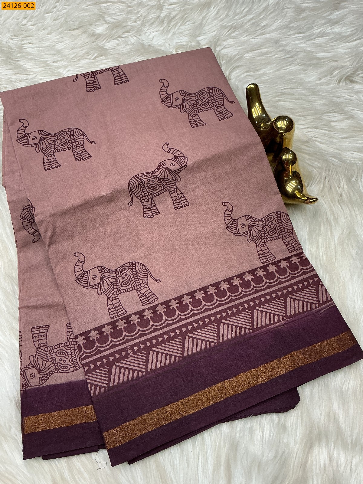 Onion Pink Sungudi cotton printed saree