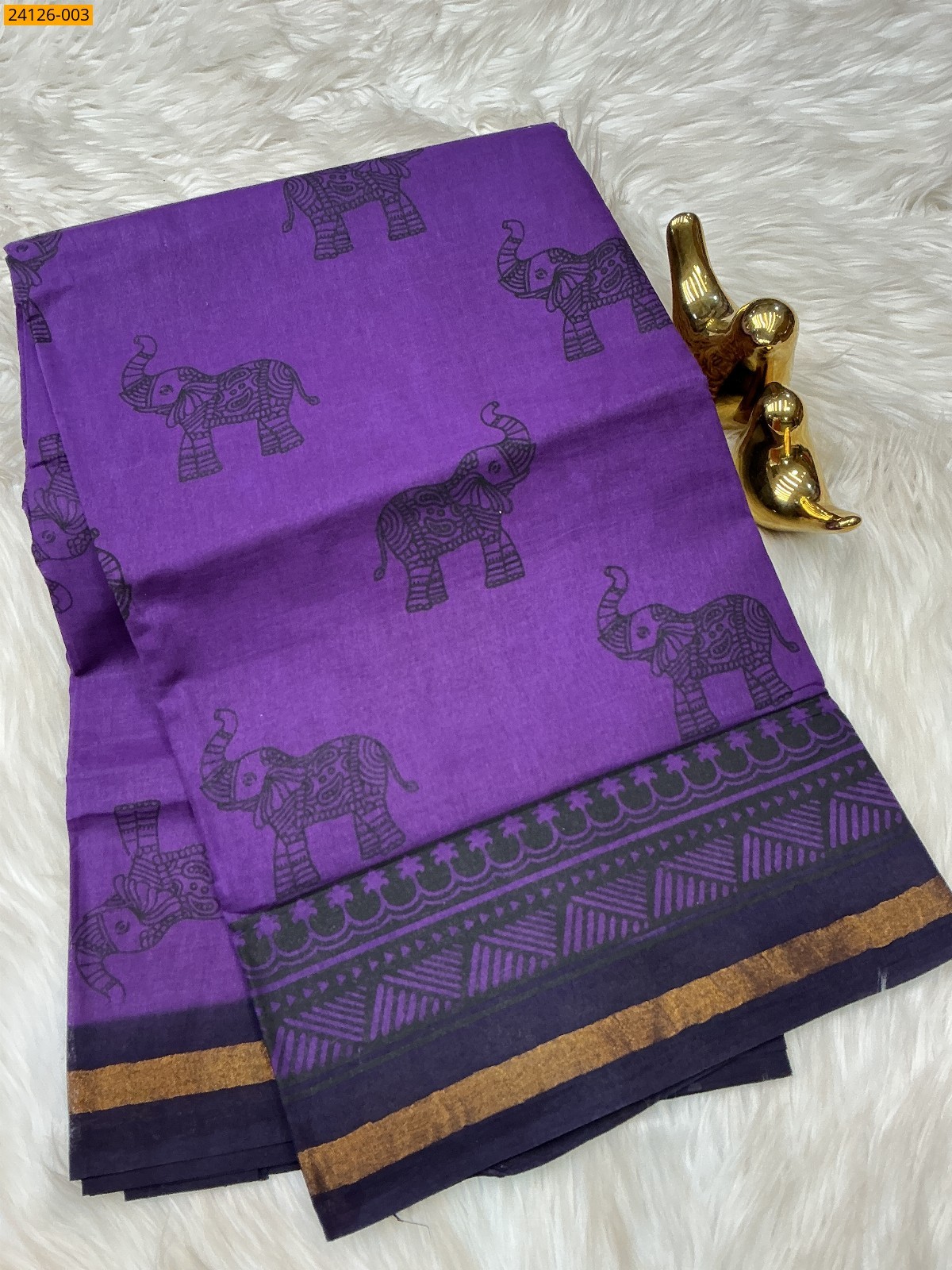 Purple Sungudi cotton printed saree