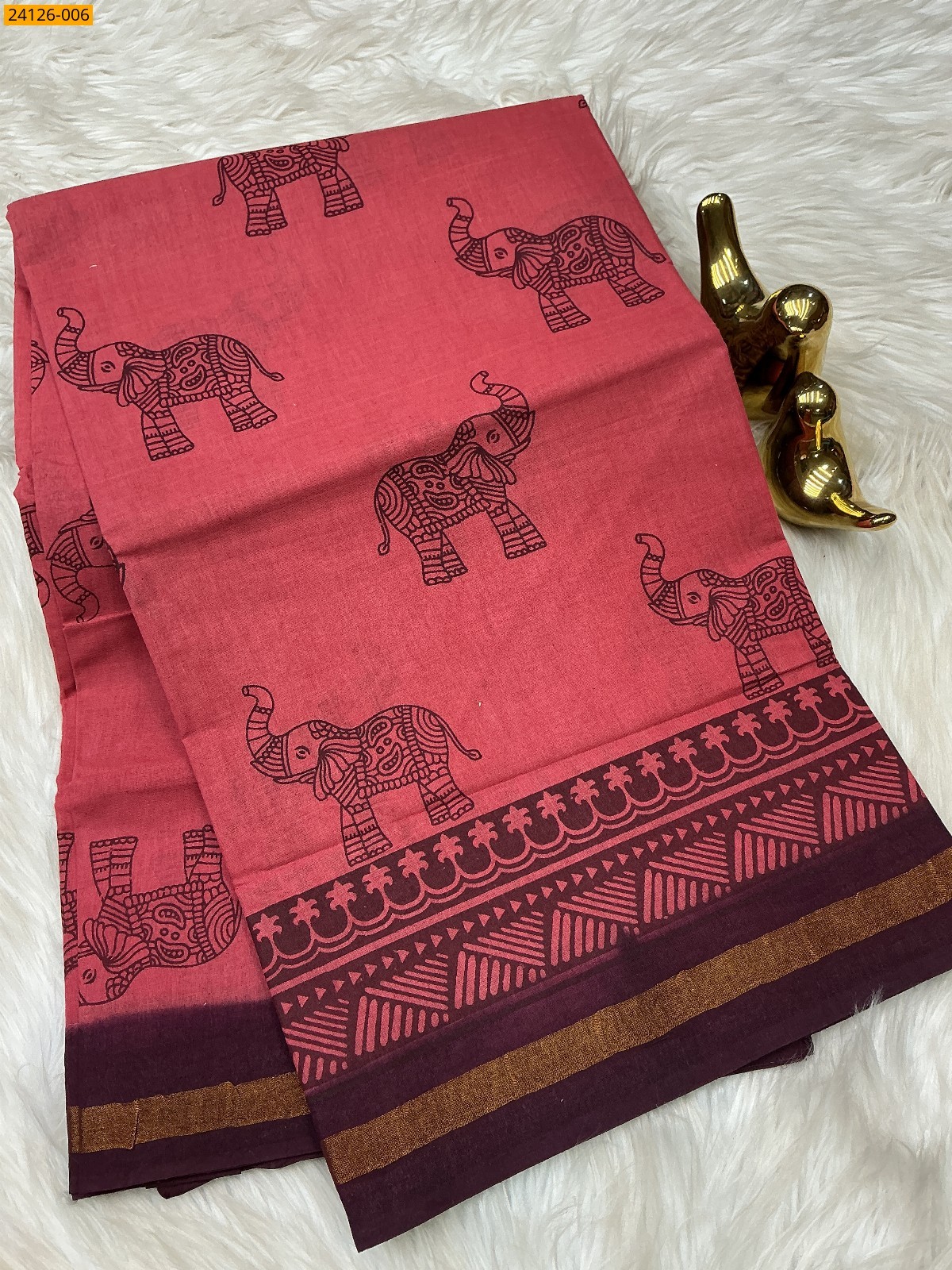 Pink Sungudi cotton printed saree