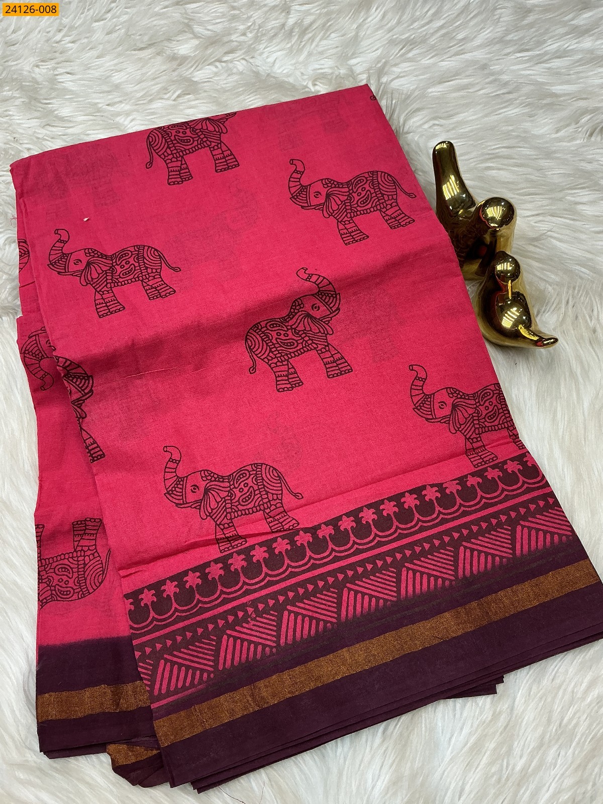 Rose Sungudi cotton printed saree