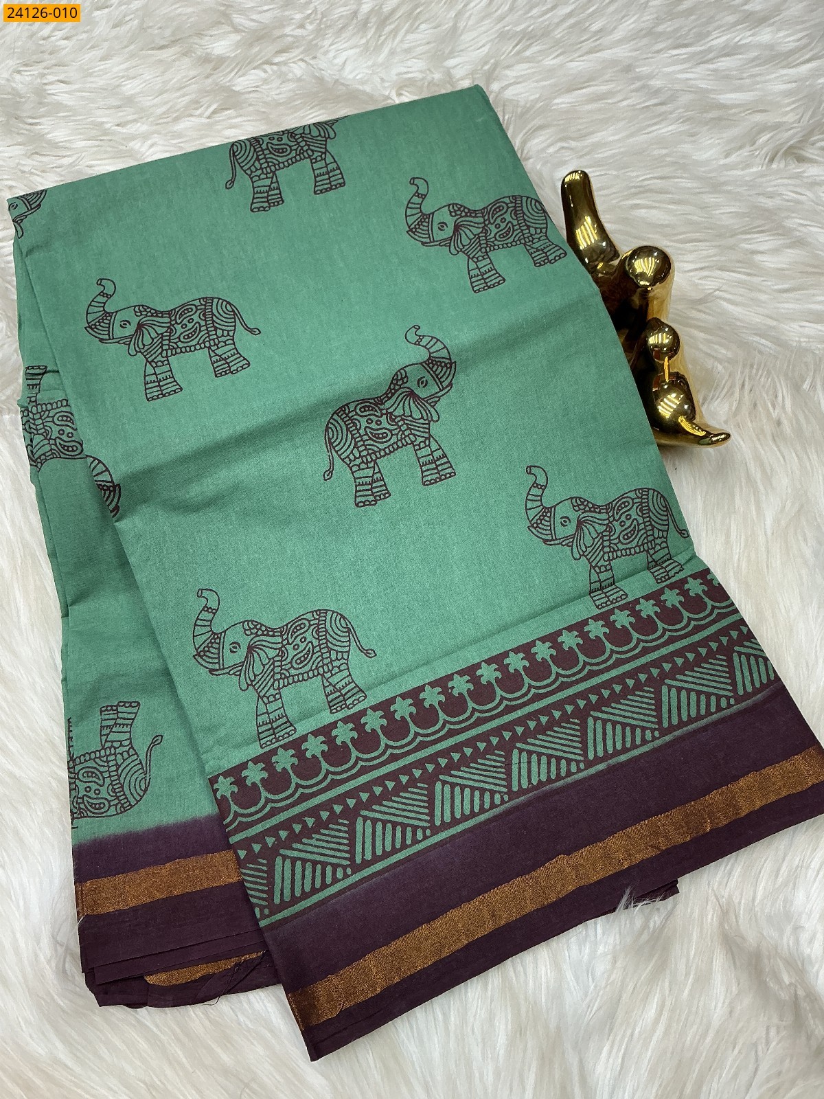 Sungudi cotton printed saree