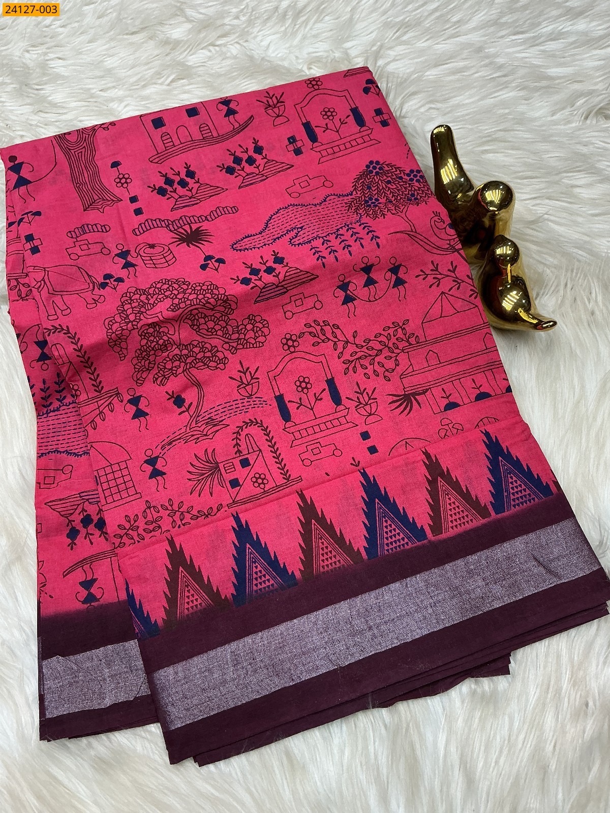 Rose Sungudi Cotton Printed Saree