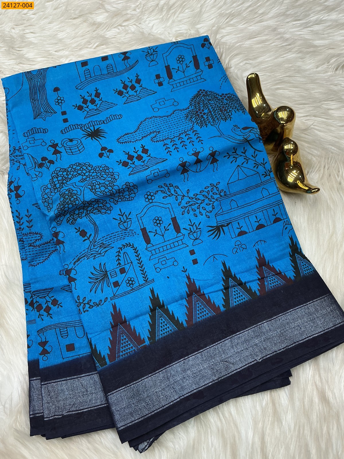 Sungudi Cotton Printed Saree