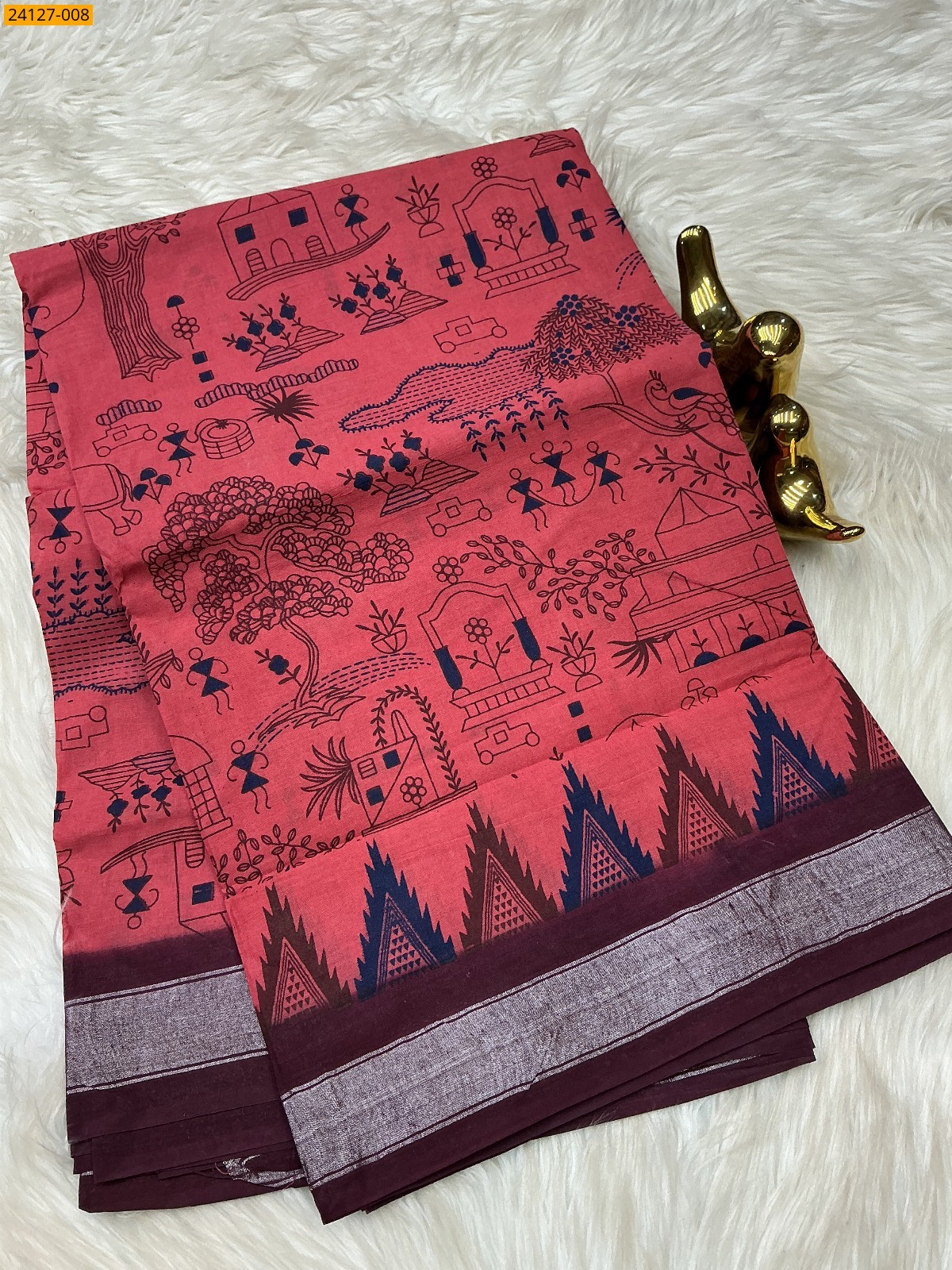 Sungudi Cotton Printed Saree