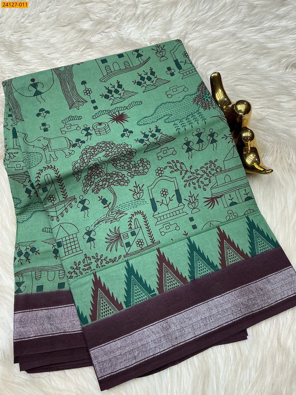 Sungudi Cotton Printed Saree