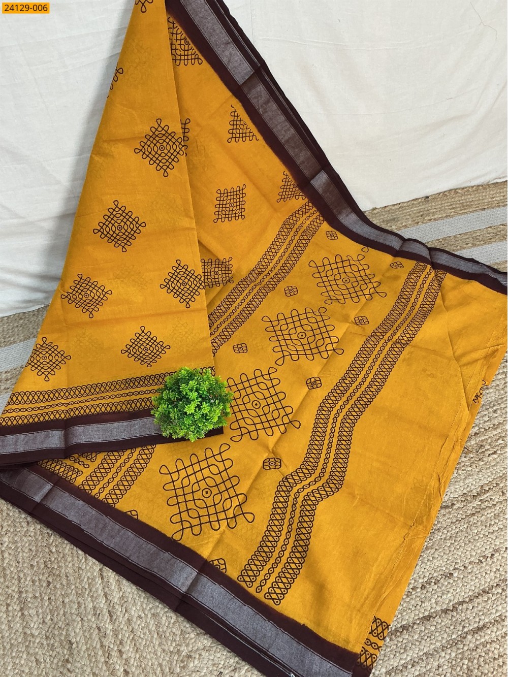 Yellow Sungudi cotton printed sarees Yellow Sungudi cotton printed sarees