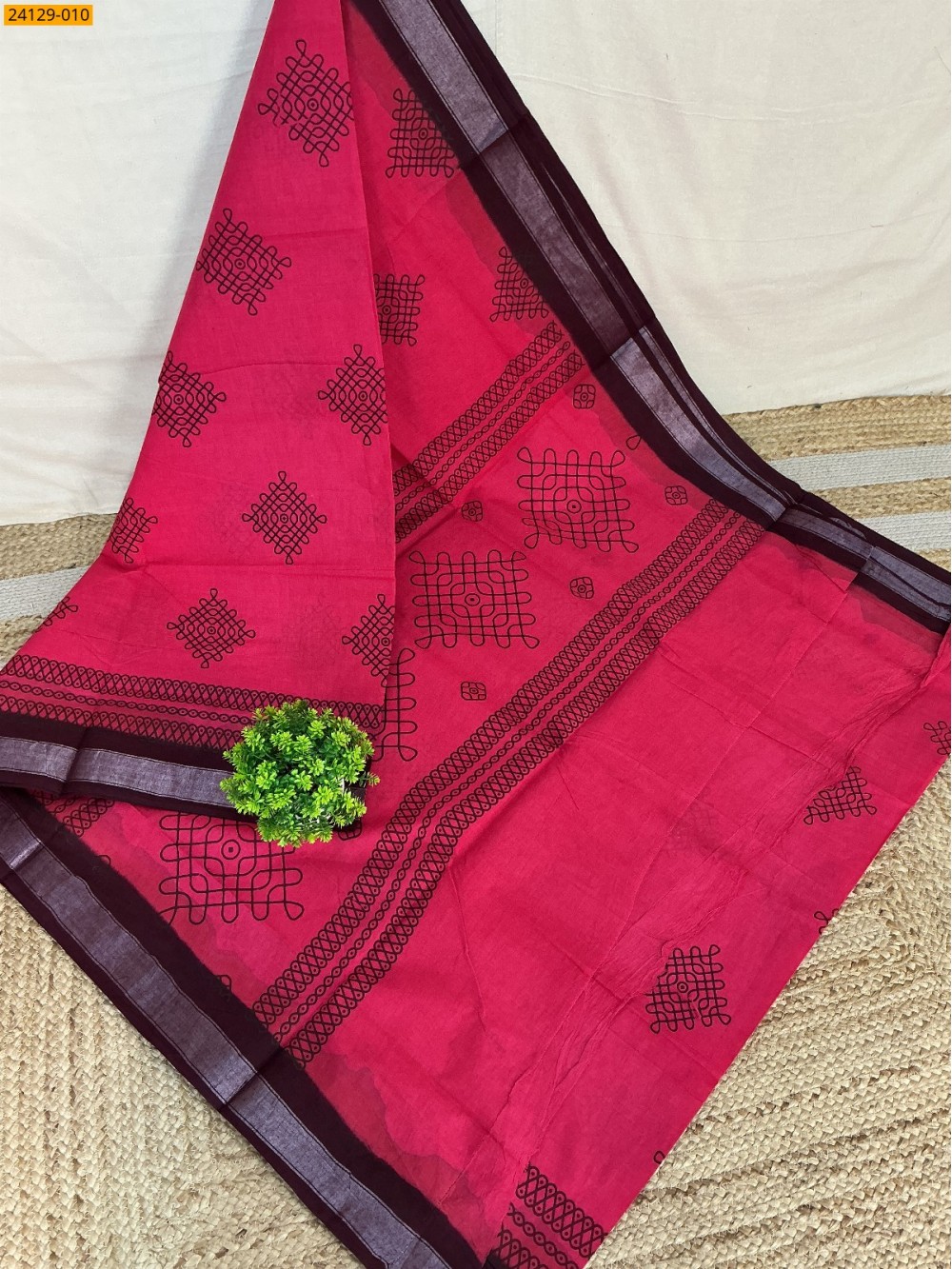 Rose Sungudi cotton printed sarees Rose Sungudi cotton printed sarees