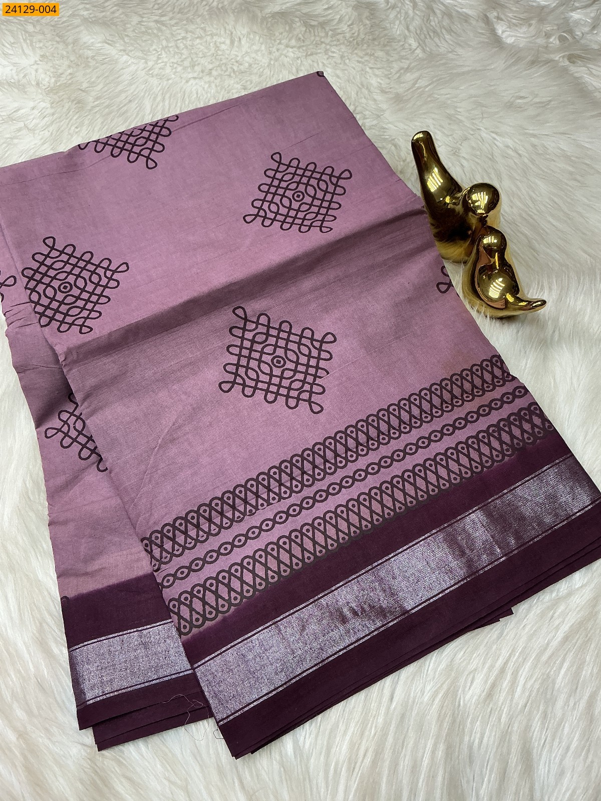 Onion pink Sungudi cotton printed sarees
