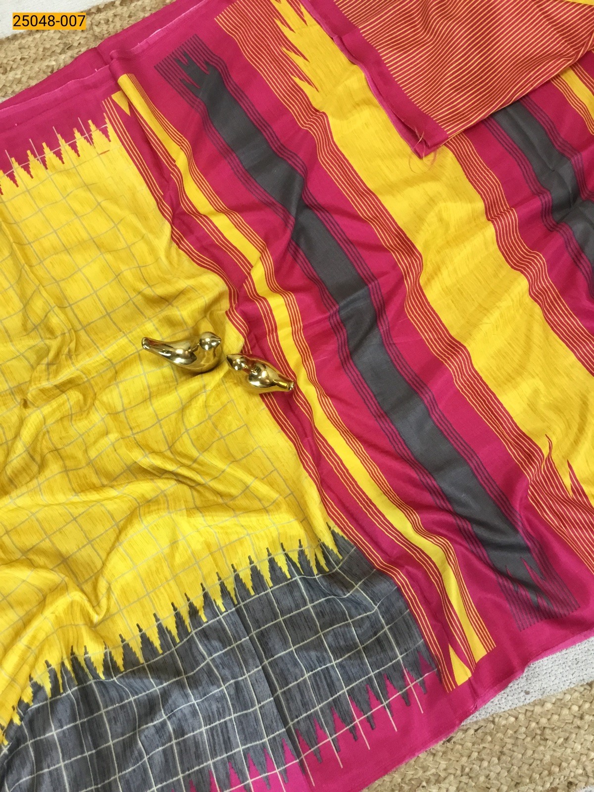 Yellow Crape Silk Saree