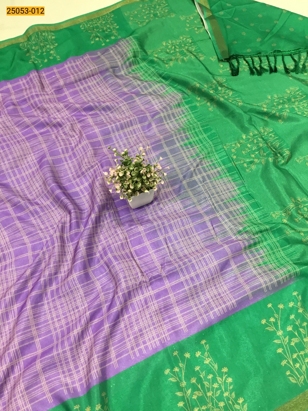 Violet Mulmul Linen Silk Saree