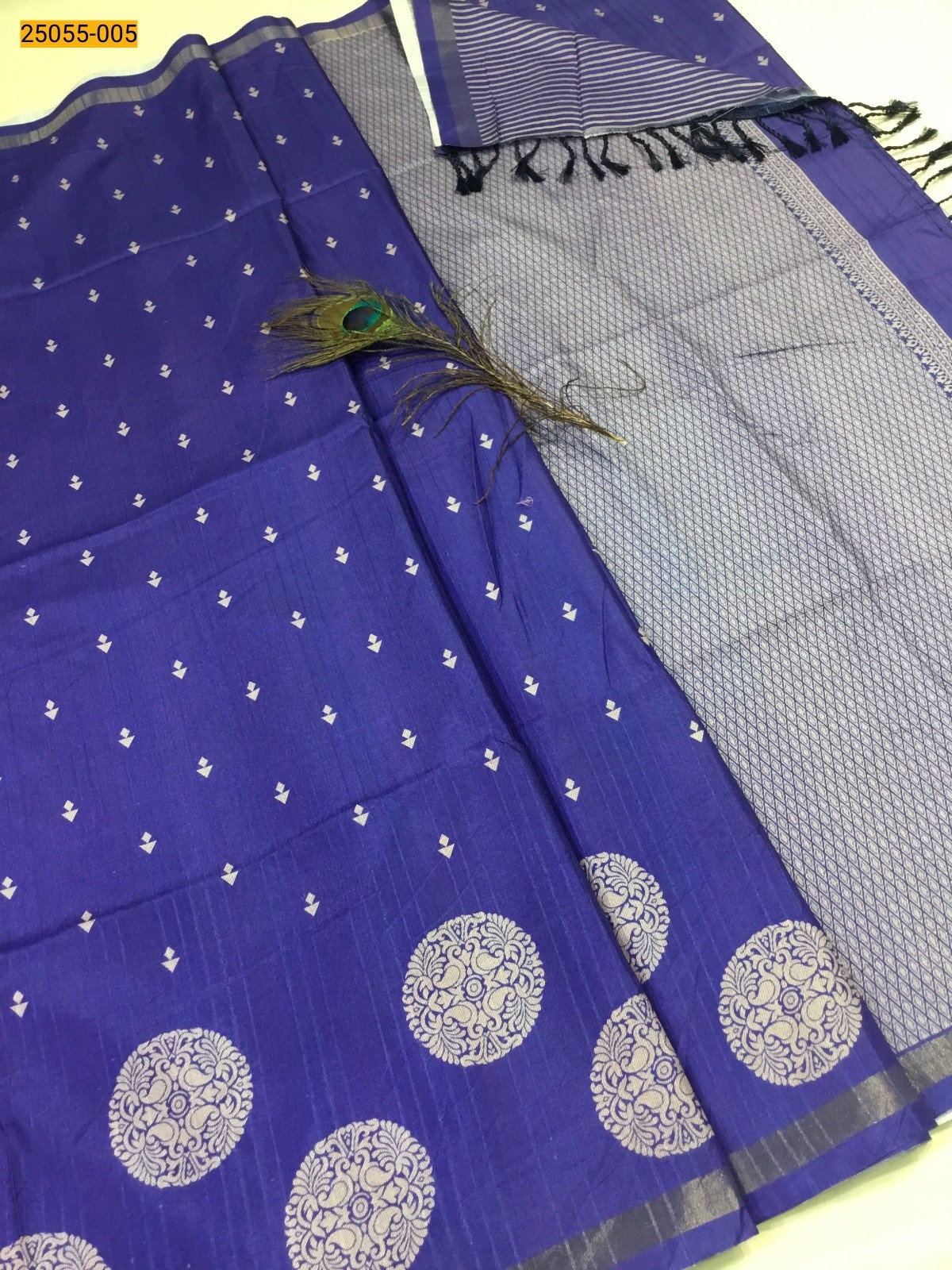 Blue Chanderi Fancy Silk Saree