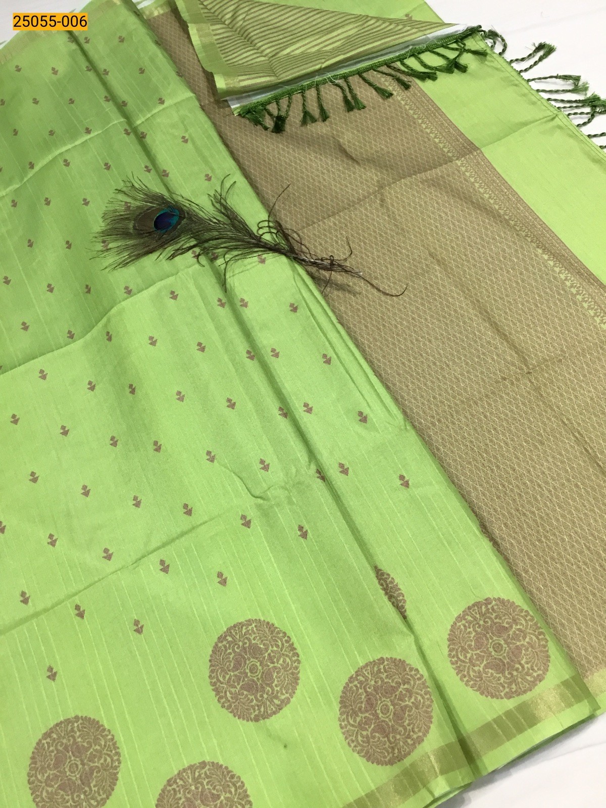 Green Chanderi Fancy Silk Saree