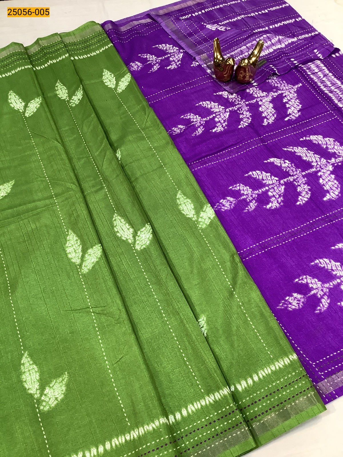 Green Soft Linen Silk Saree