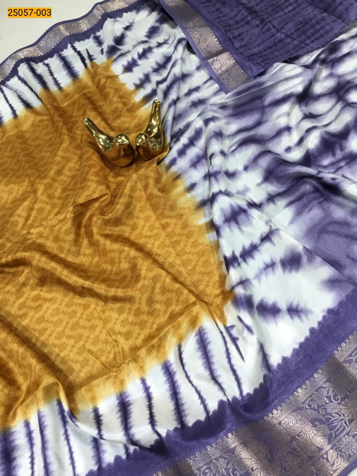 Mustard Shibori Silk Saree