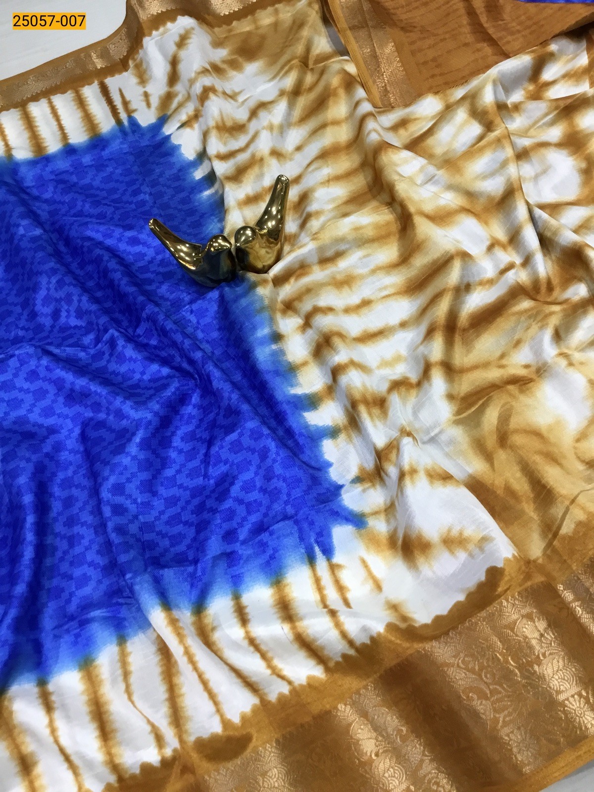 Blue Shibori Silk Saree