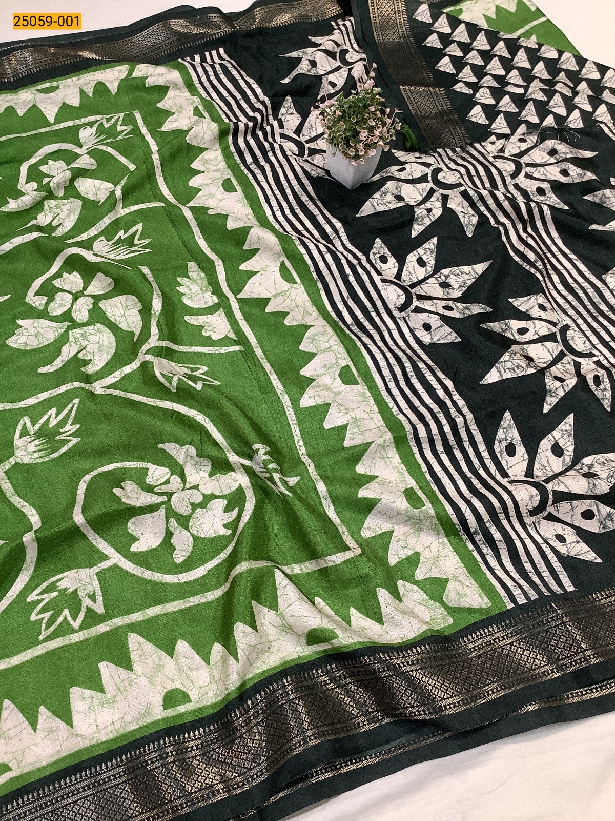 Green Chanderi Fancy Silk Saree