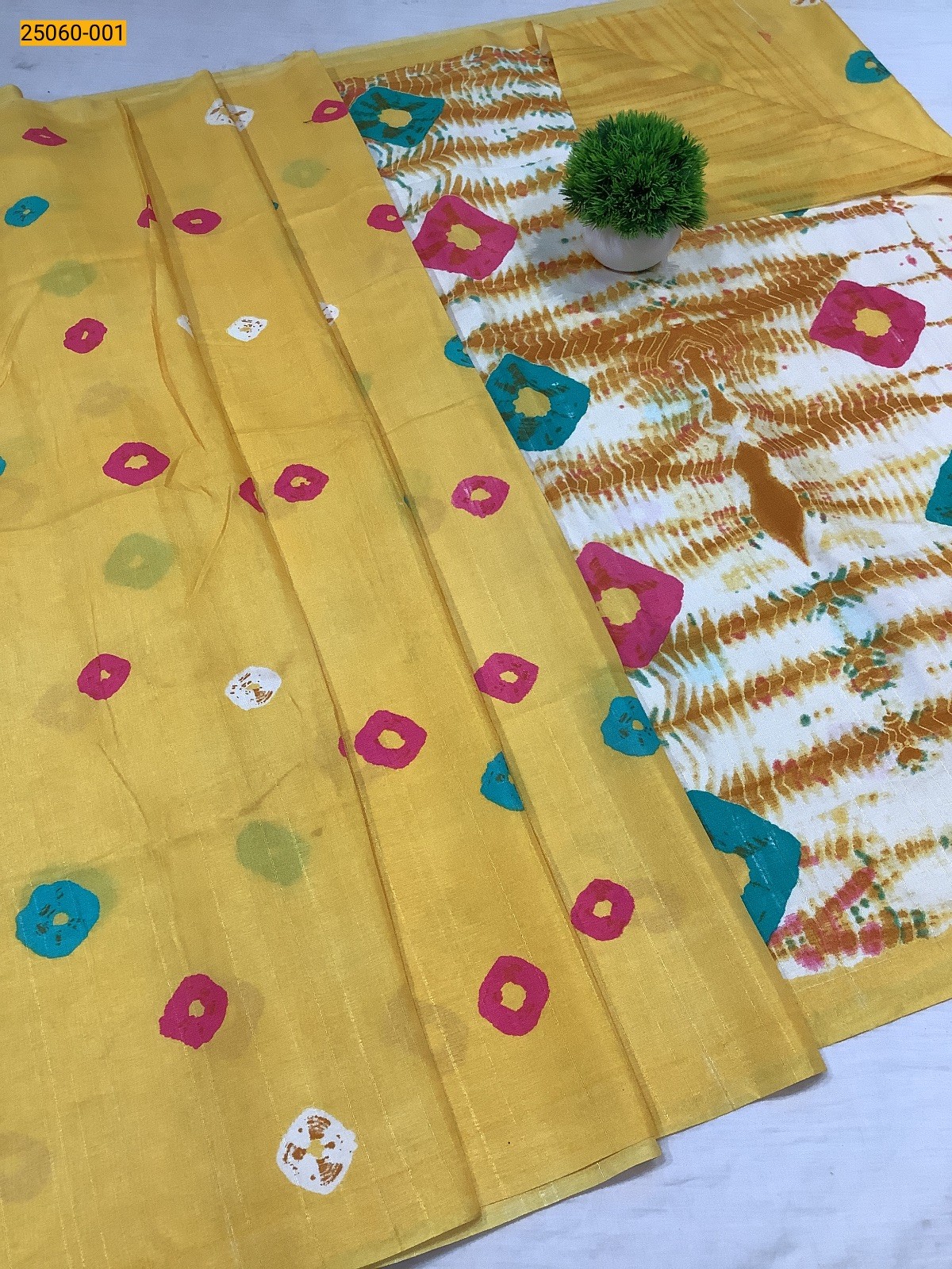 Yellow Bandhini Fancy Silk Saree