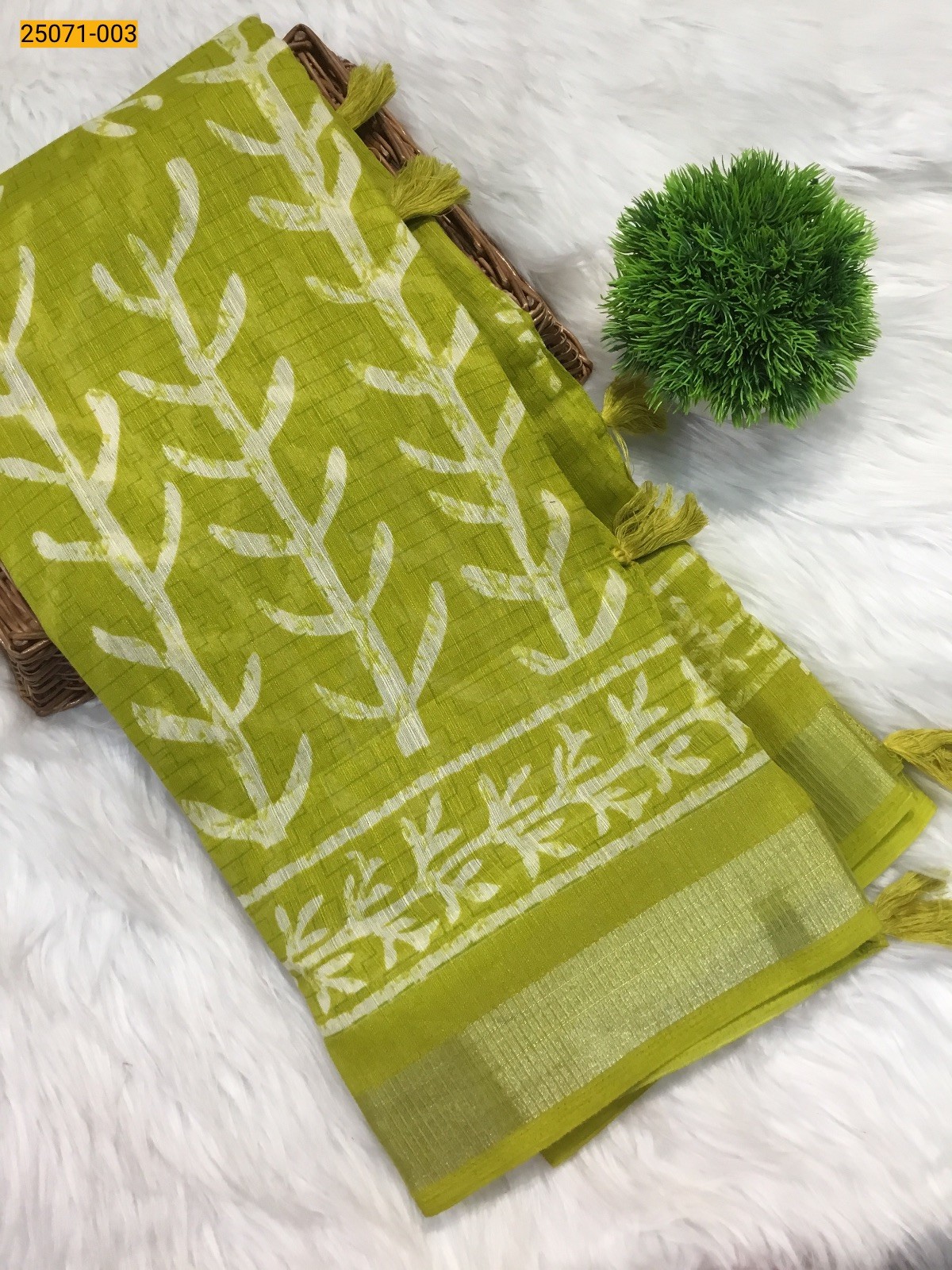 Light Green Fancy cotton printed sarees