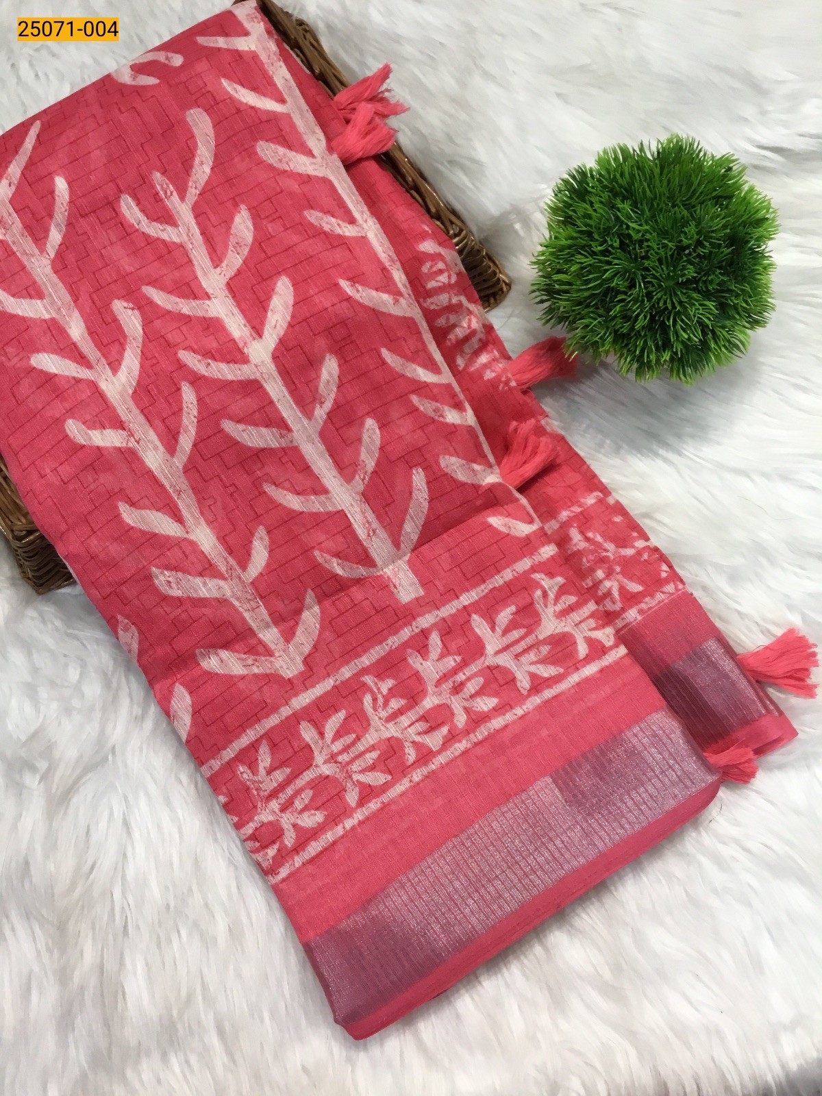 Peach Fancy cotton printed sarees