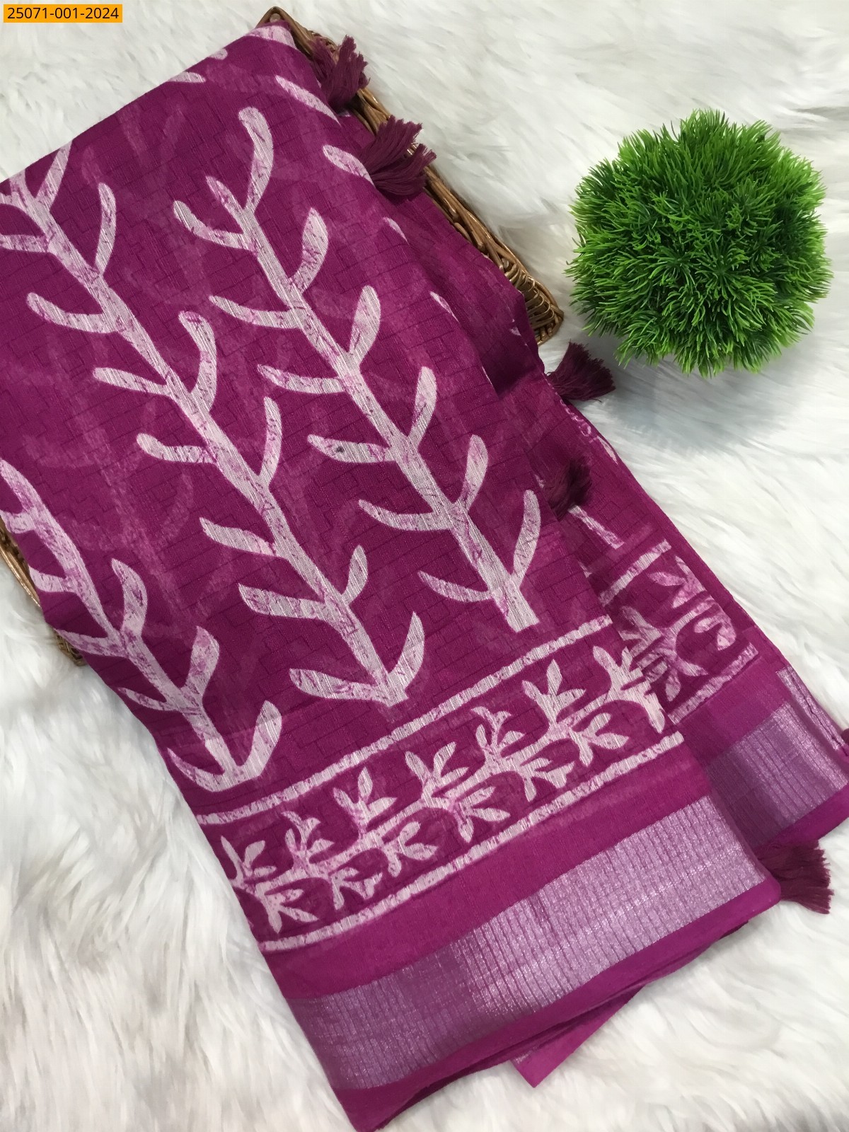 Purple Fancy cotton printed sarees