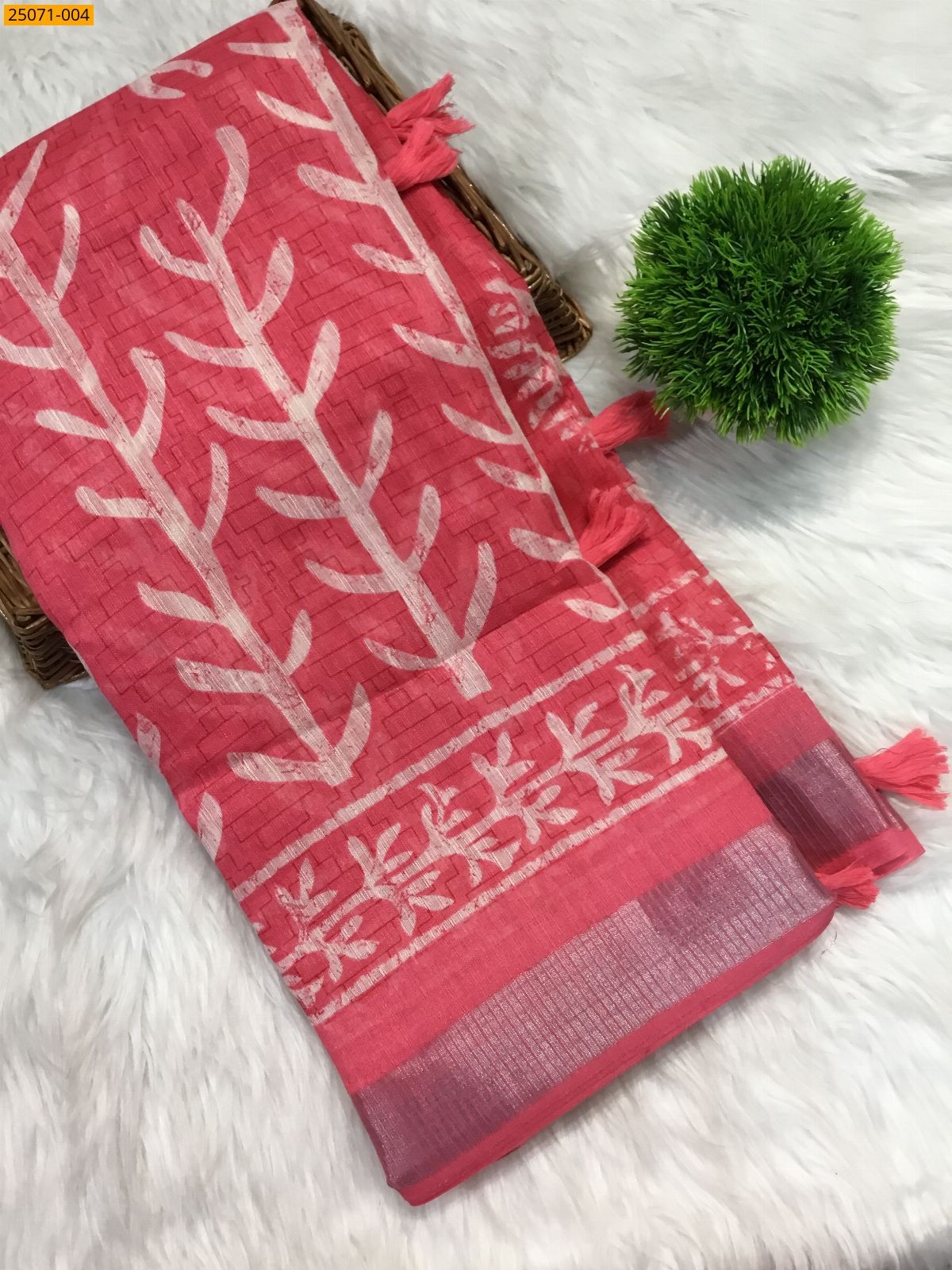 Peach Fancy cotton printed sarees