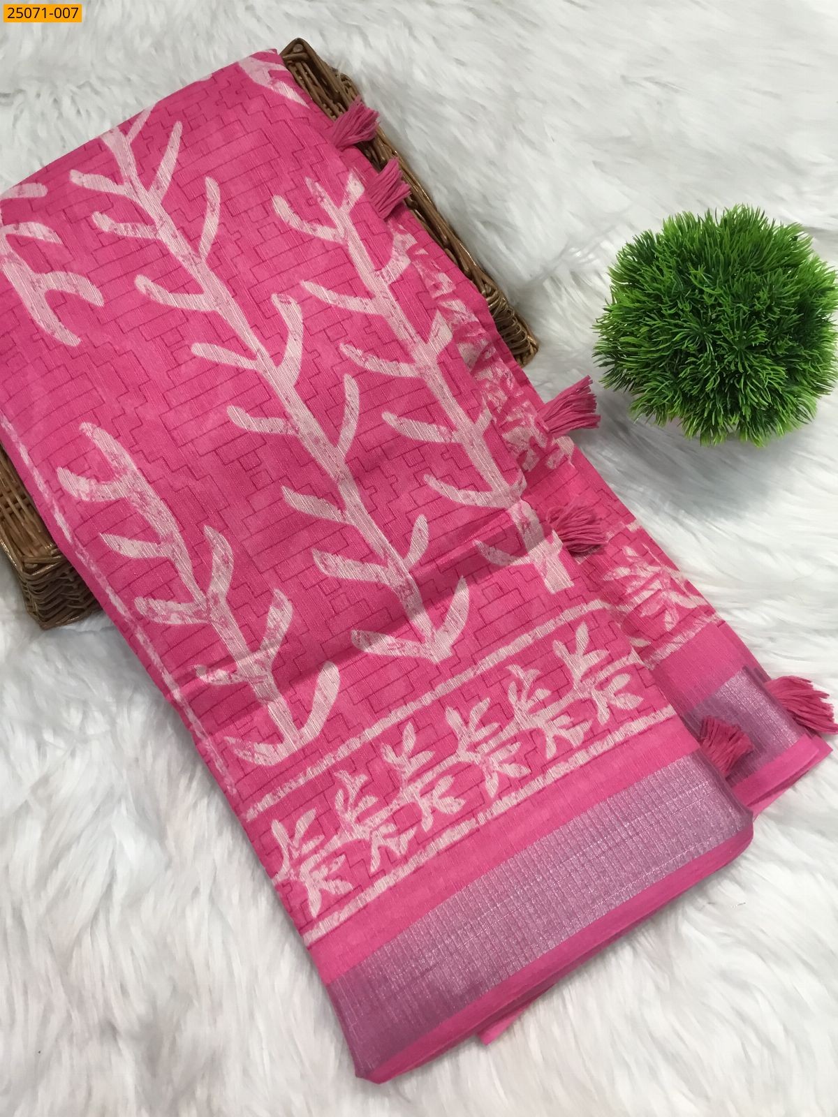 Pink Fancy cotton printed sarees