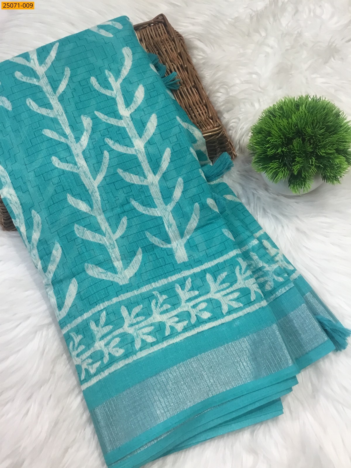 Blue Fancy cotton printed sarees
