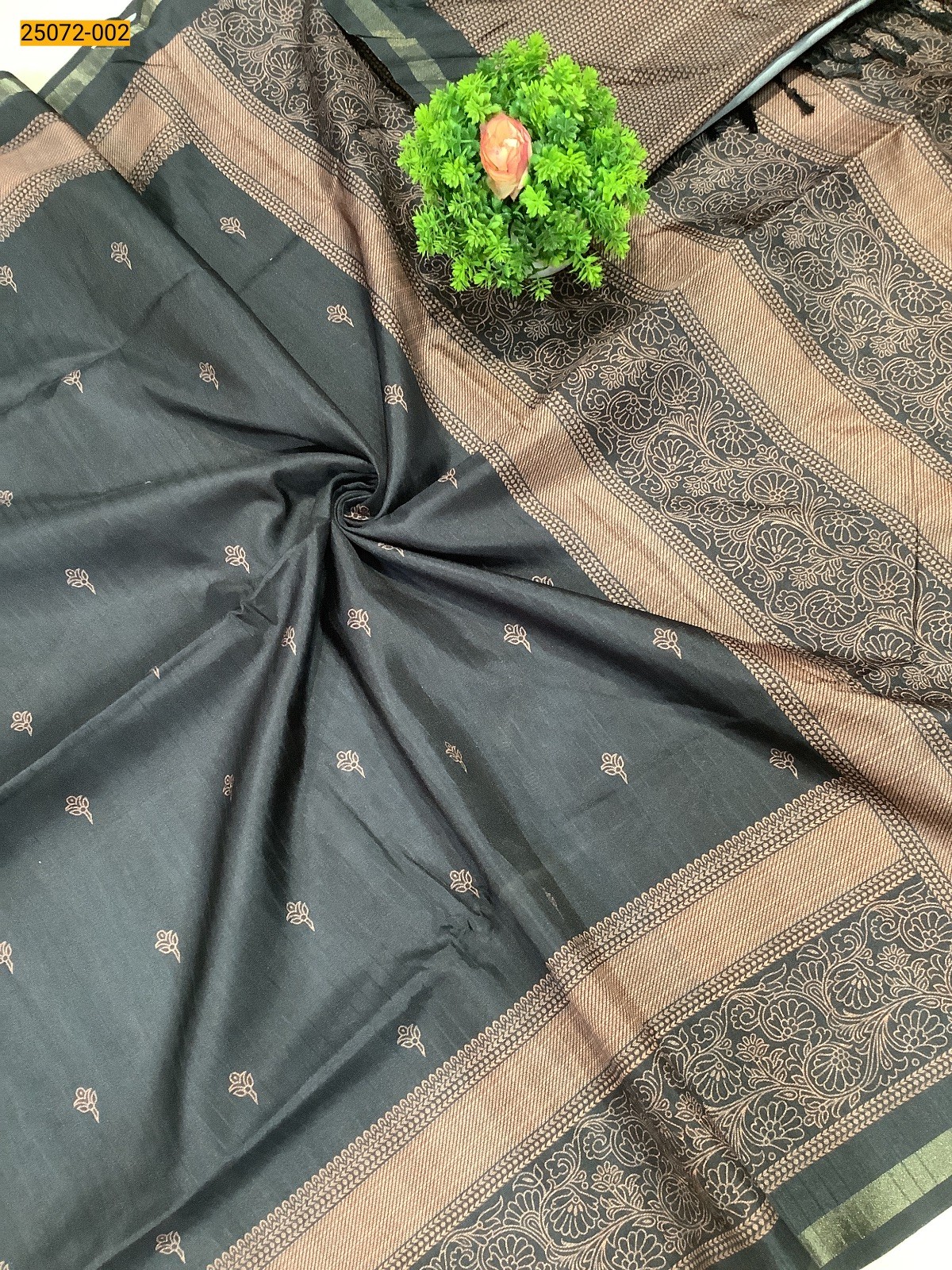 Black Chanderi fancy silk sarees