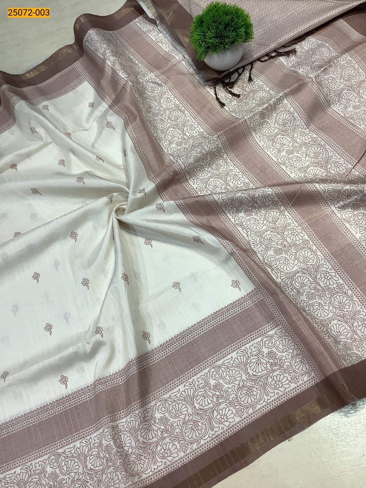 White Chanderi fancy silk sarees