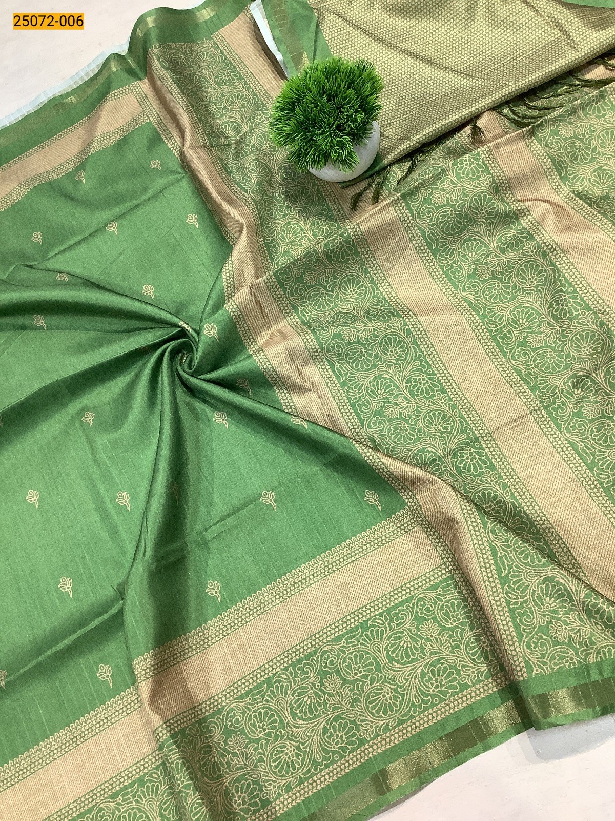 Green Chanderi fancy silk sarees