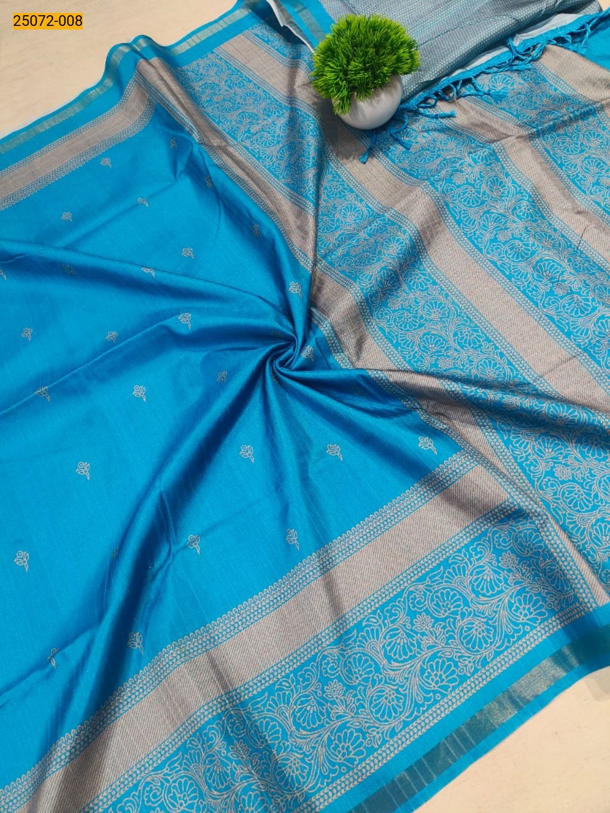 Sky blue Chanderi fancy silk sarees