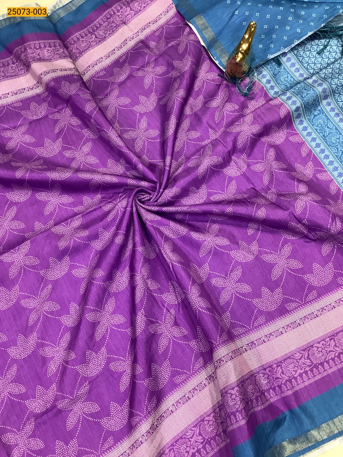 Violet Chanderi fancy silk printed sarees