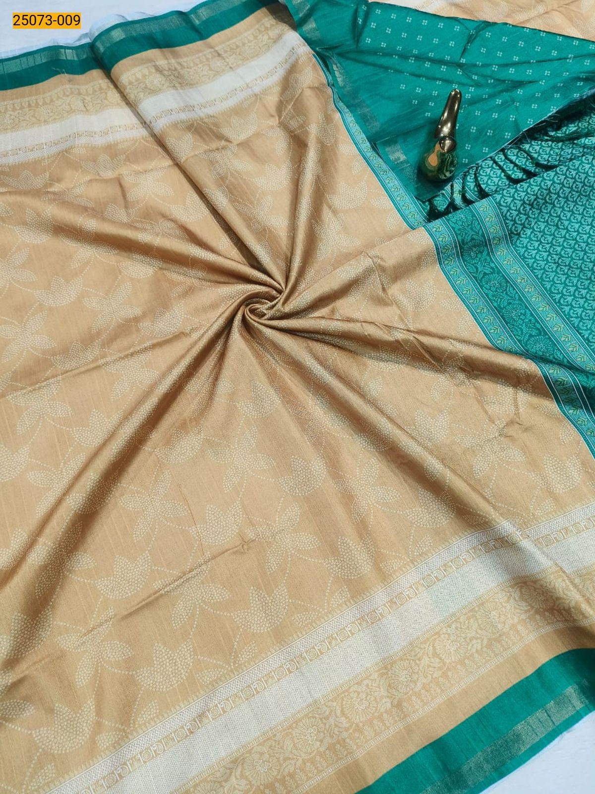 Yellow Chanderi fancy silk printed sarees