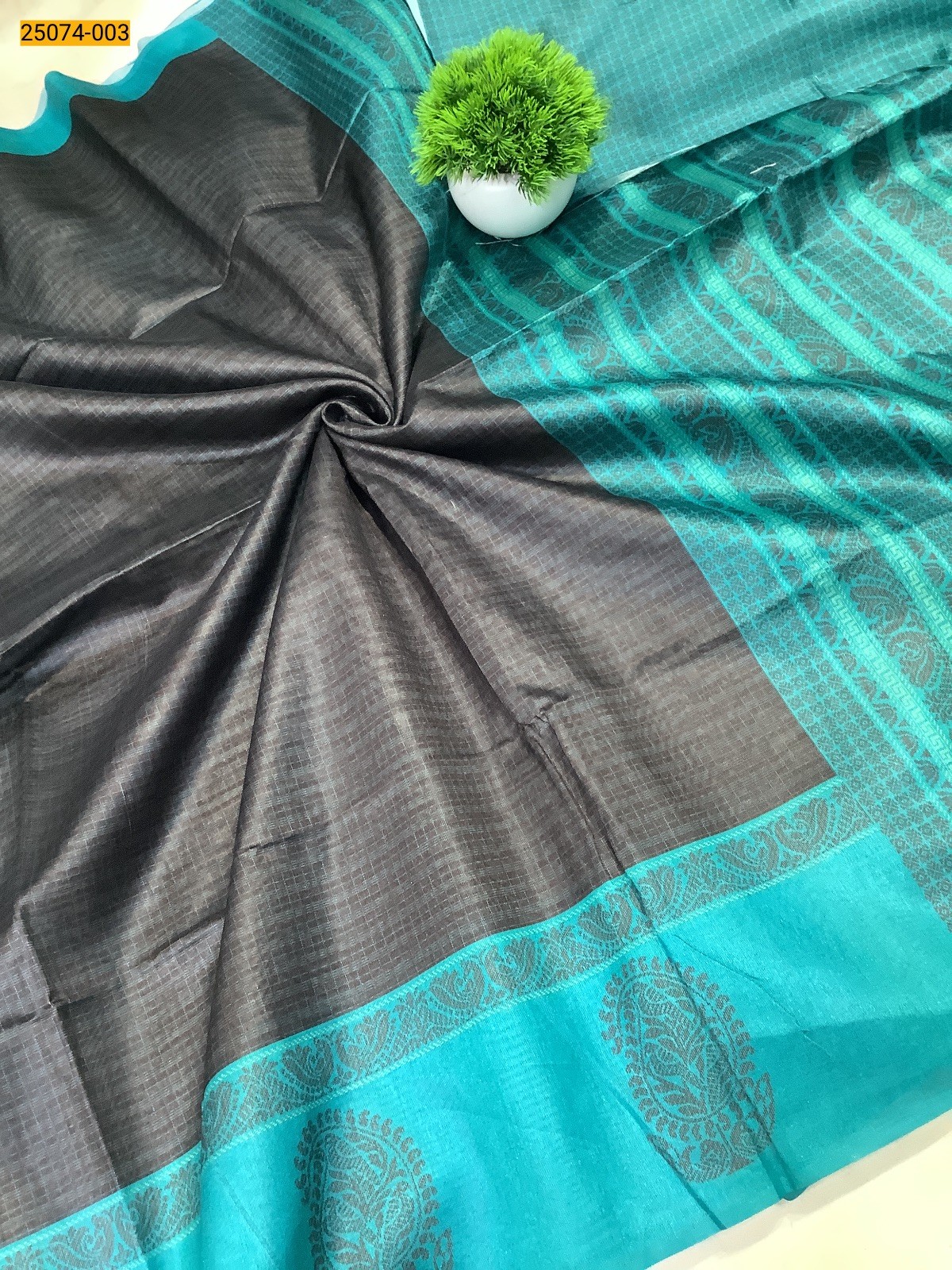 Black Chanderi fancy silk printed sarees