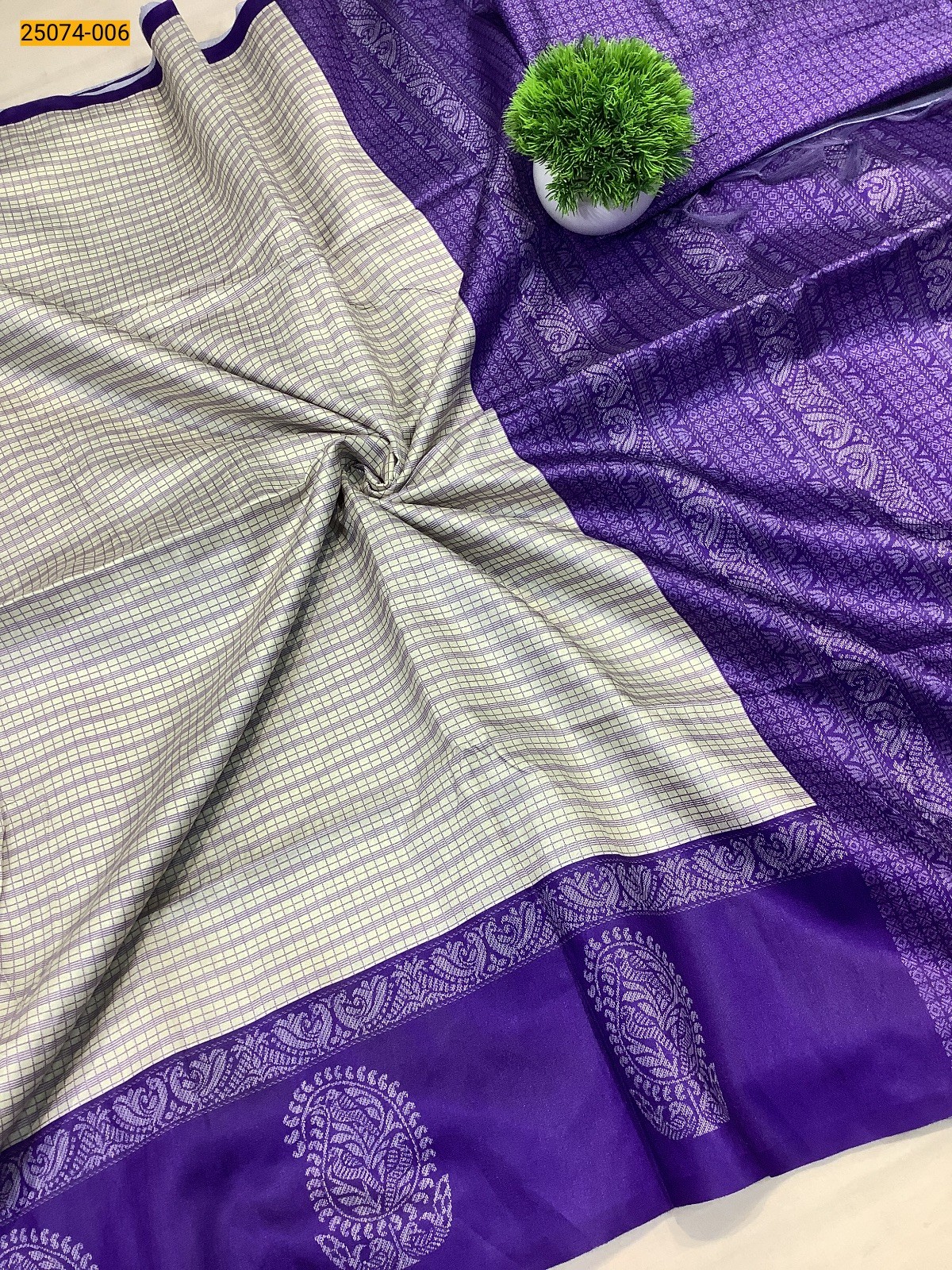 Half white Chanderi fancy silk printed sarees