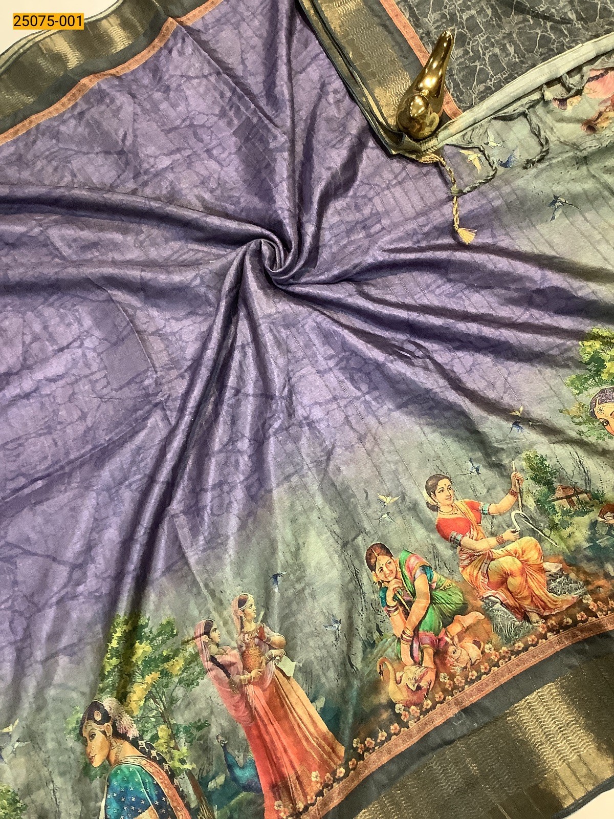 Violet Chanderi fancy silk digital printed sarees