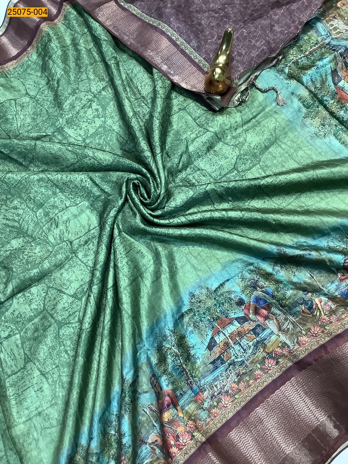 Blue Chanderi fancy silk digital printed sarees