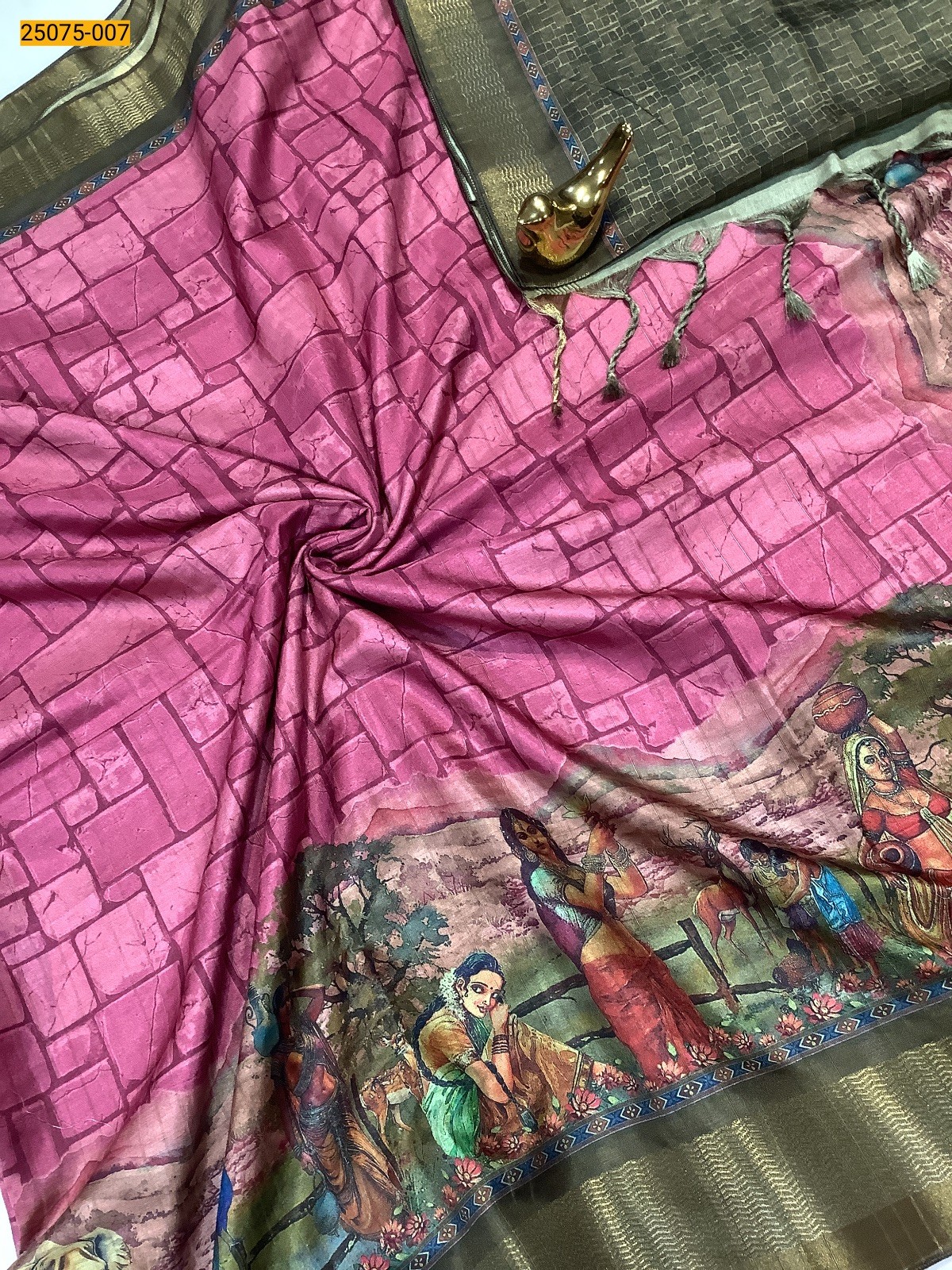 Pink Chanderi fancy silk digital printed sarees