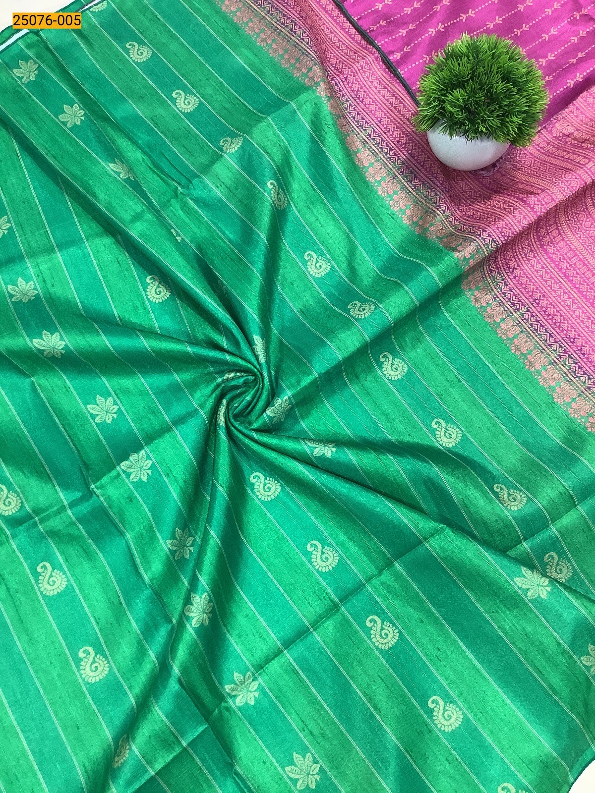 Green Chanderi fancy silk printed sarees