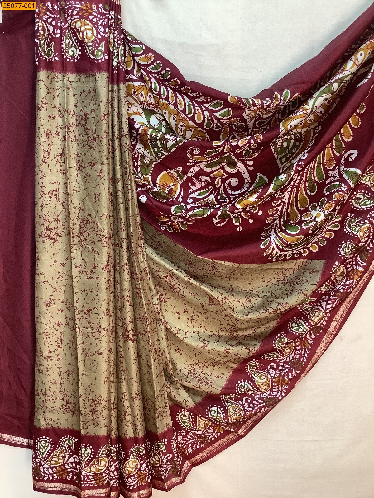 Beige Fancy crepe silk printed sarees