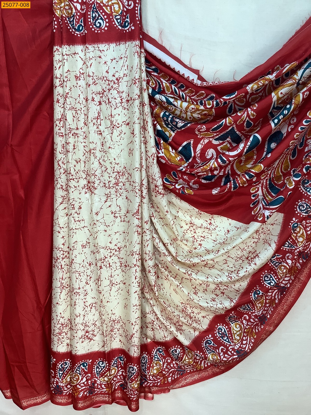 Cream Fancy crepe silk printed sarees
