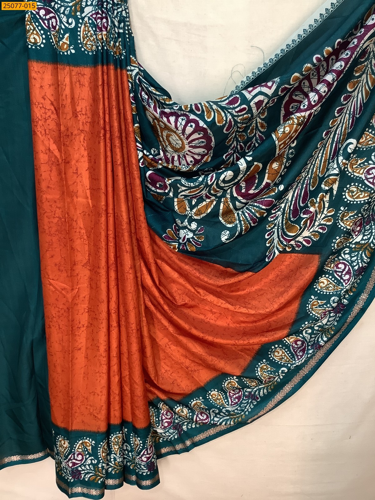 Orange Fancy crepe silk printed sarees