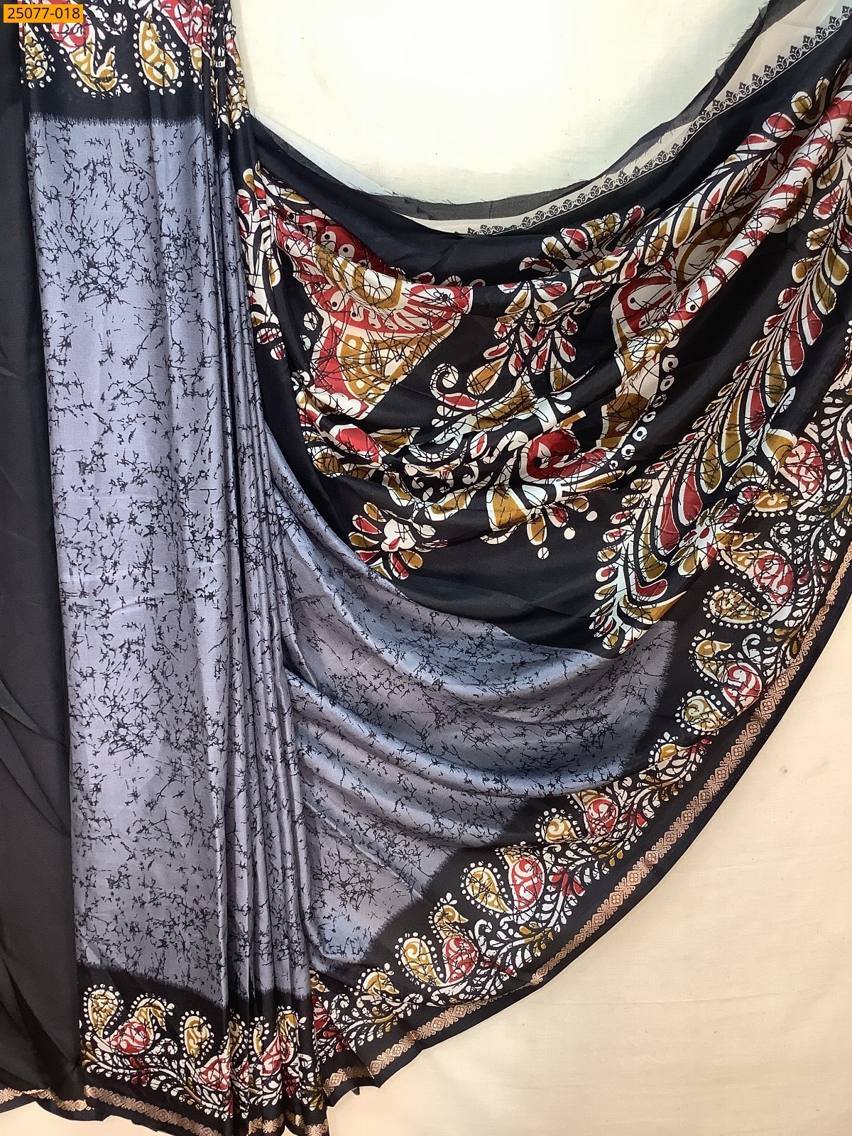 Grey Fancy crepe silk printed sarees