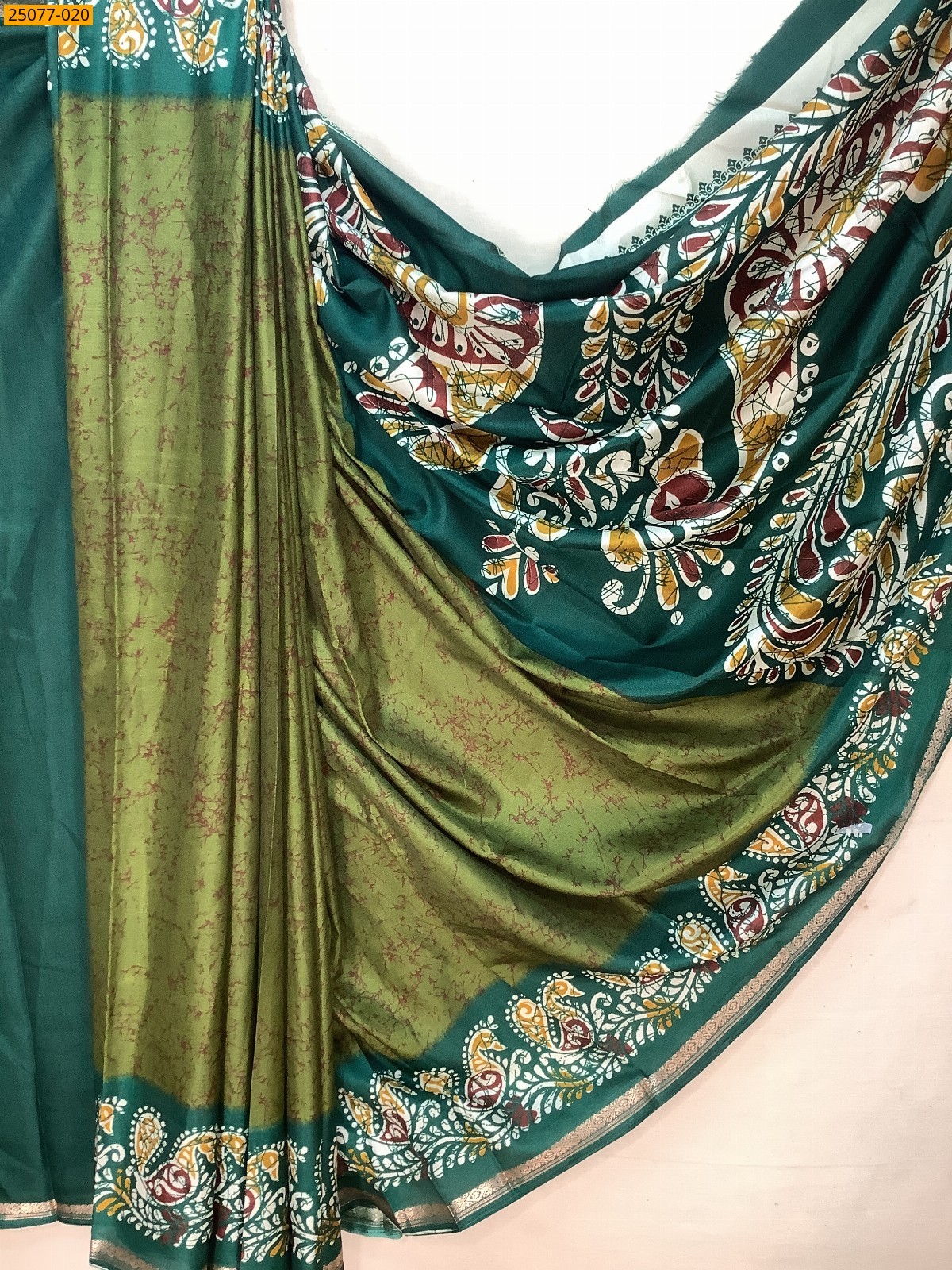 Green Fancy crepe silk printed sarees