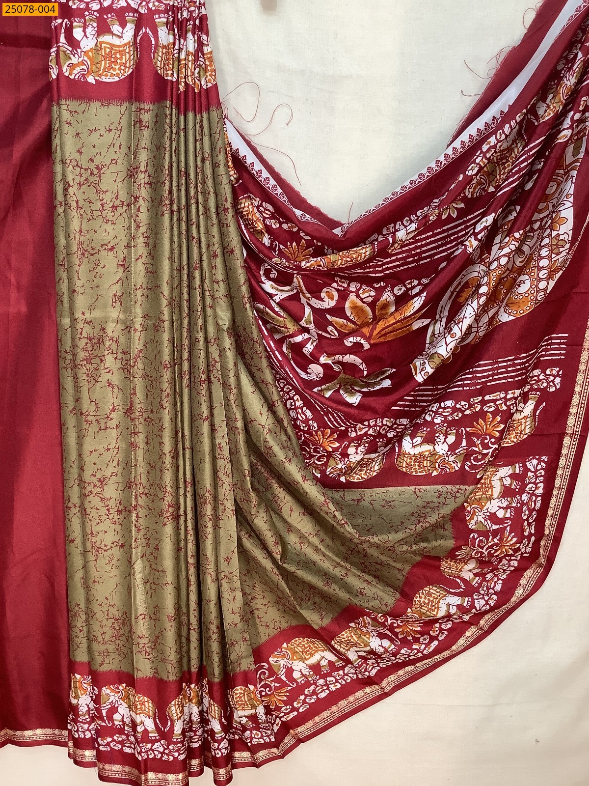Peach Fancy crepe silk printed sarees