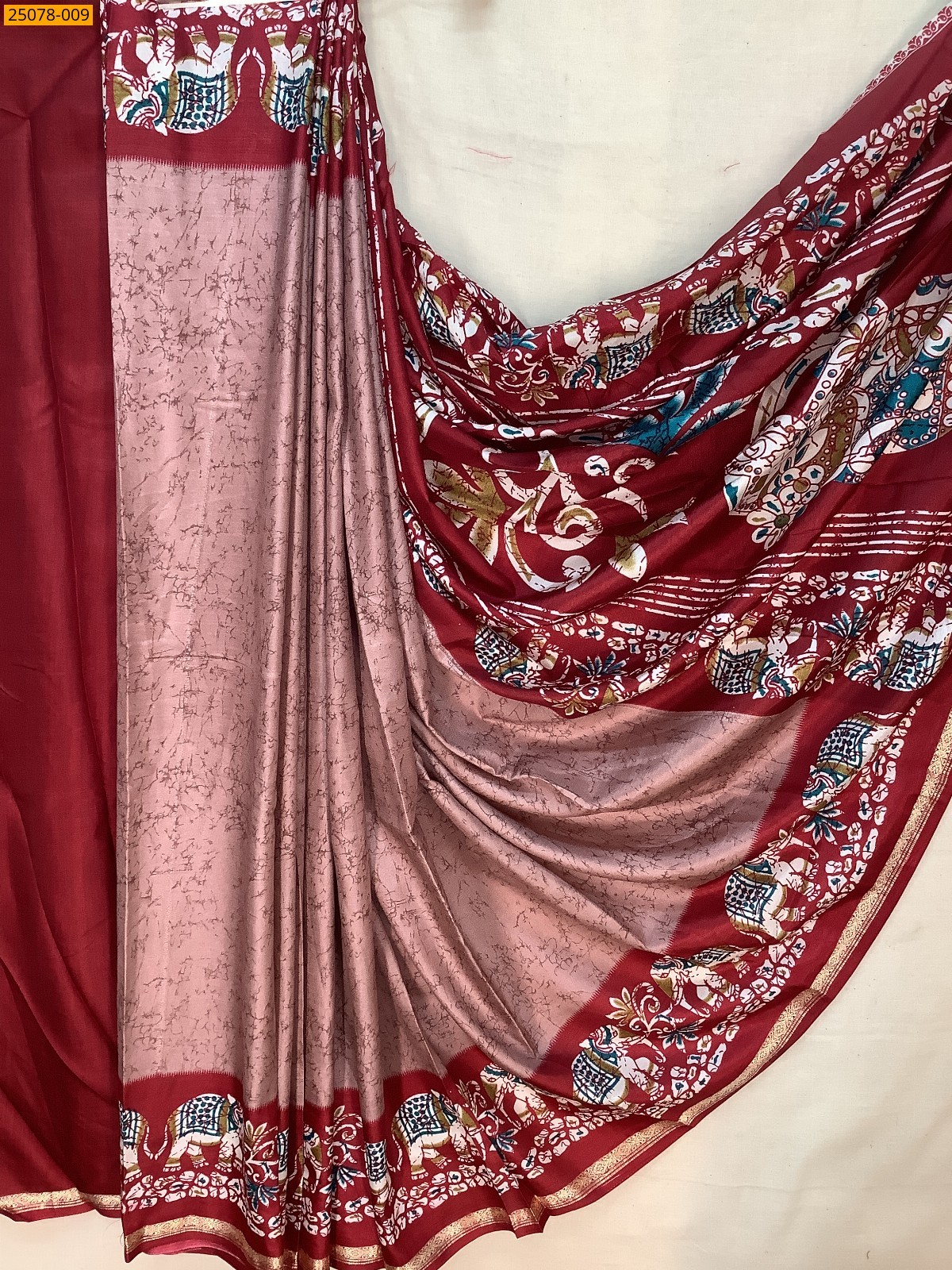 Onion pink Fancy crepe silk printed sarees
