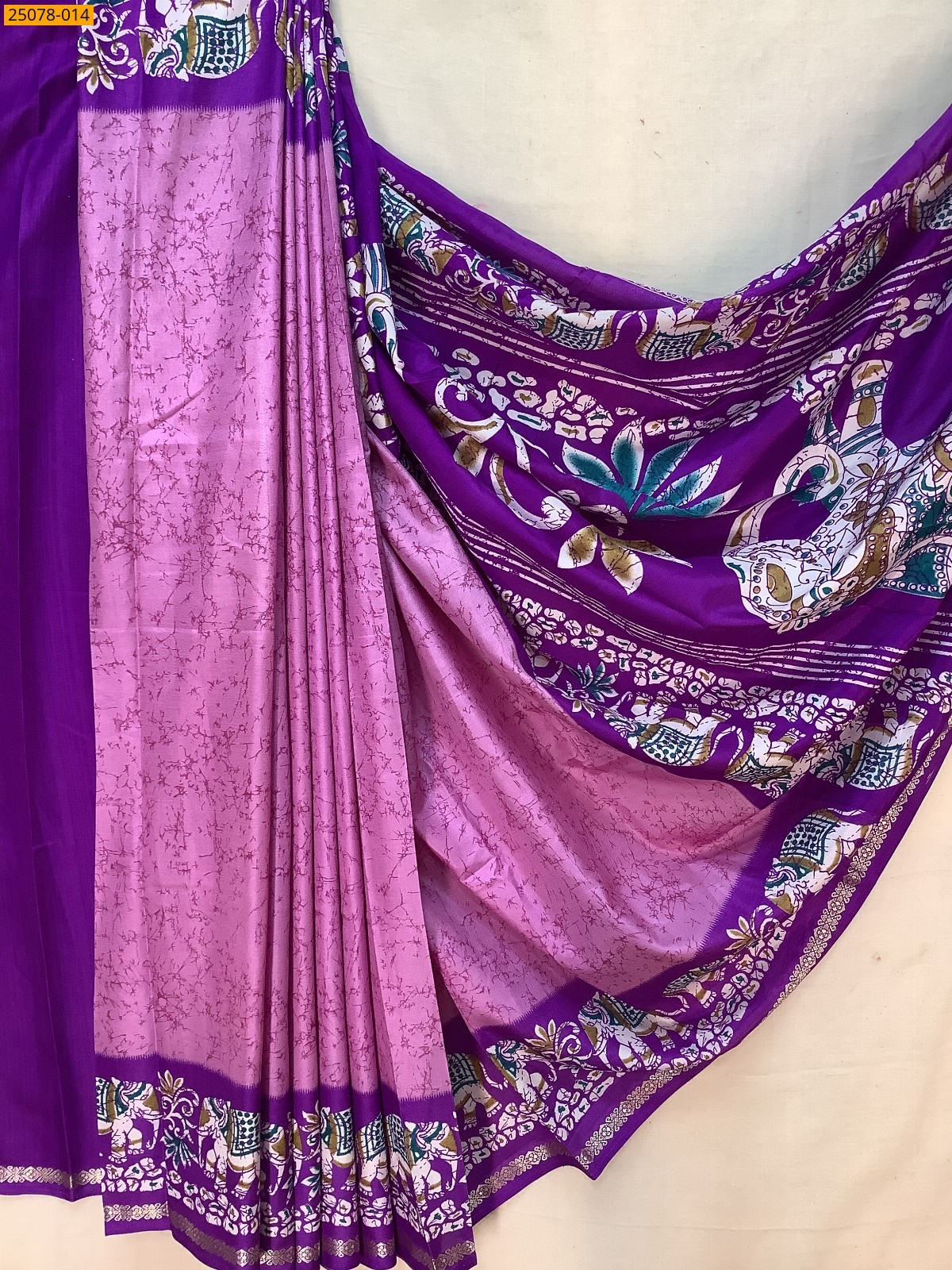 Onion Pink Fancy crepe silk printed sarees